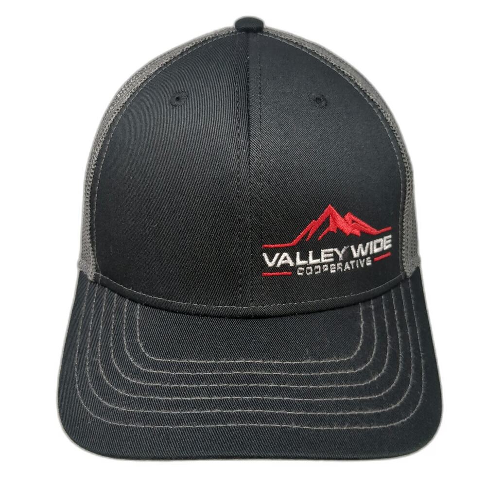 Otto Valley Wide Cooperative Mountain Black Trucker Hat One Size Mesh Snapback